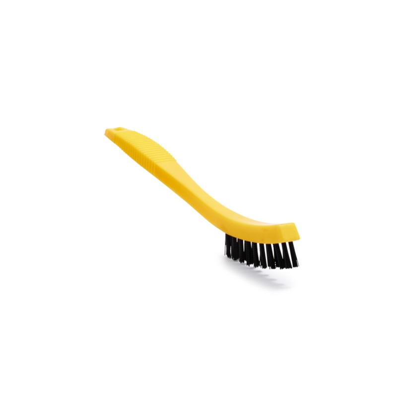 Rubbermaid FG9B5600BLA Tile and Grout Scrub Brush with Black Plastic Bristles and Yellow Handle 8-1/2"