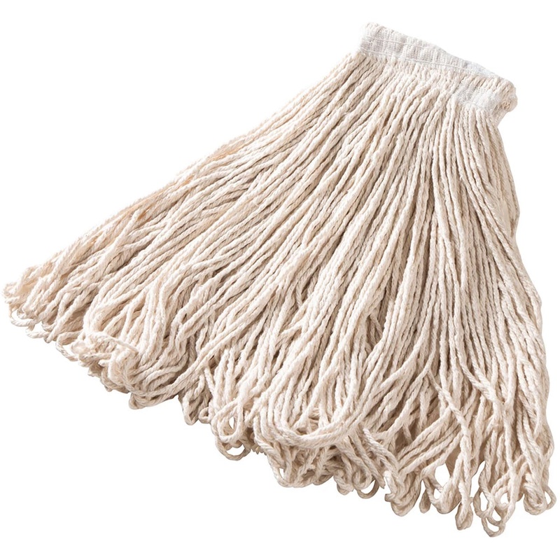 Rubbermaid FGE13800WH00 All-Purpose Cotton Wet Mop Head with Universal Headband & Looped End 24 oz. - White