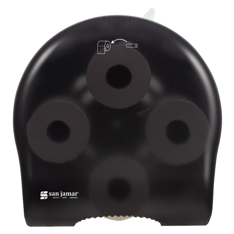 San Jamar R3900TBK Wall Mount Plastic 4-Station Carousel Tissue Dispenser - Translucent Black Pearl - Holds (4) 5" Rolls
