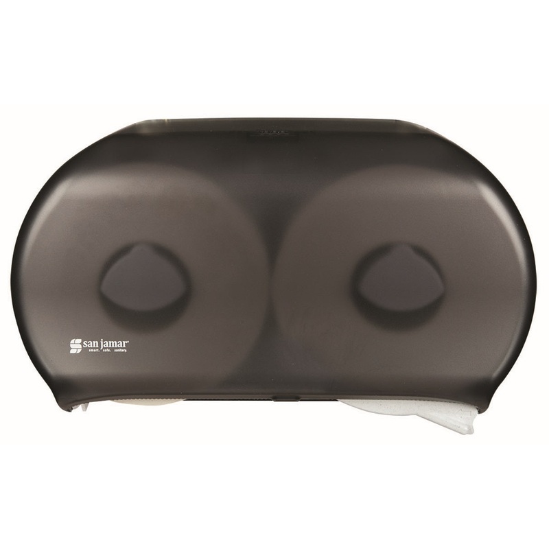 San Jamar R4000TBK Twin JBT Classic Bath Tissue Dispenser - Translucent Black Pearl - Holds (2) 9" Jumbo Rolls