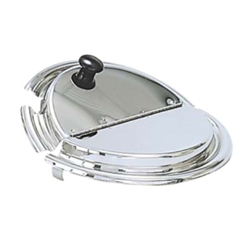 Adcraft CHI-85 Notched / Hinged Stainless Steel Inset Cover with Knob - Fits 7 qt.