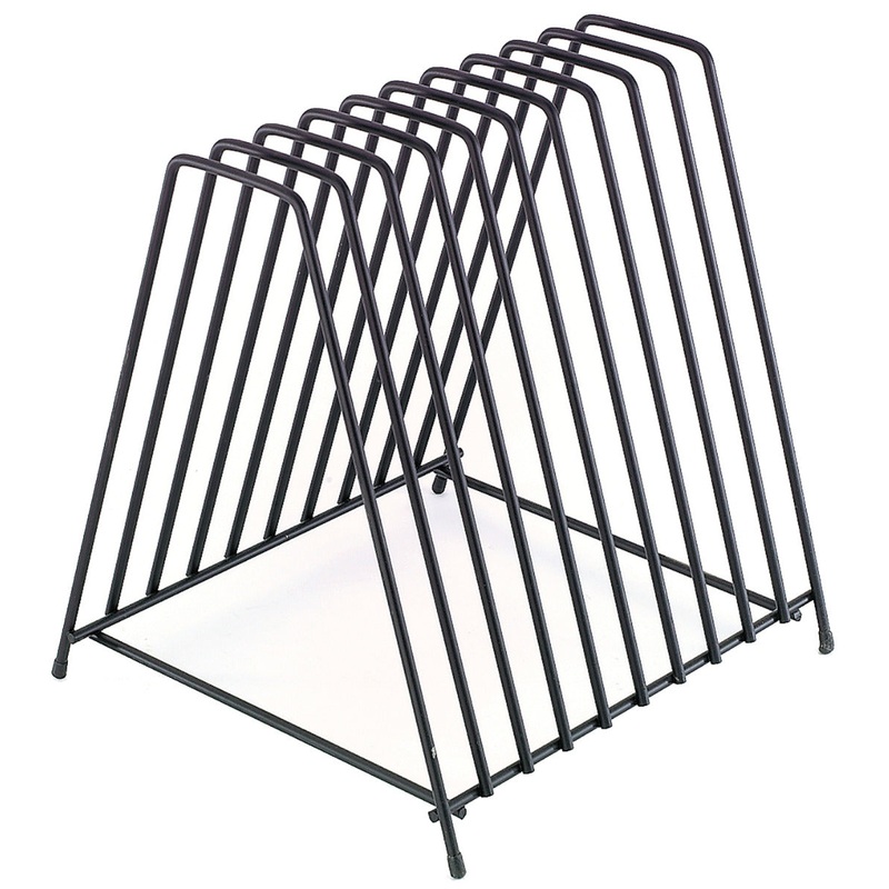 Browne 26099 Black Steel Wire Cutting Board Storage Rack - 10 Slots