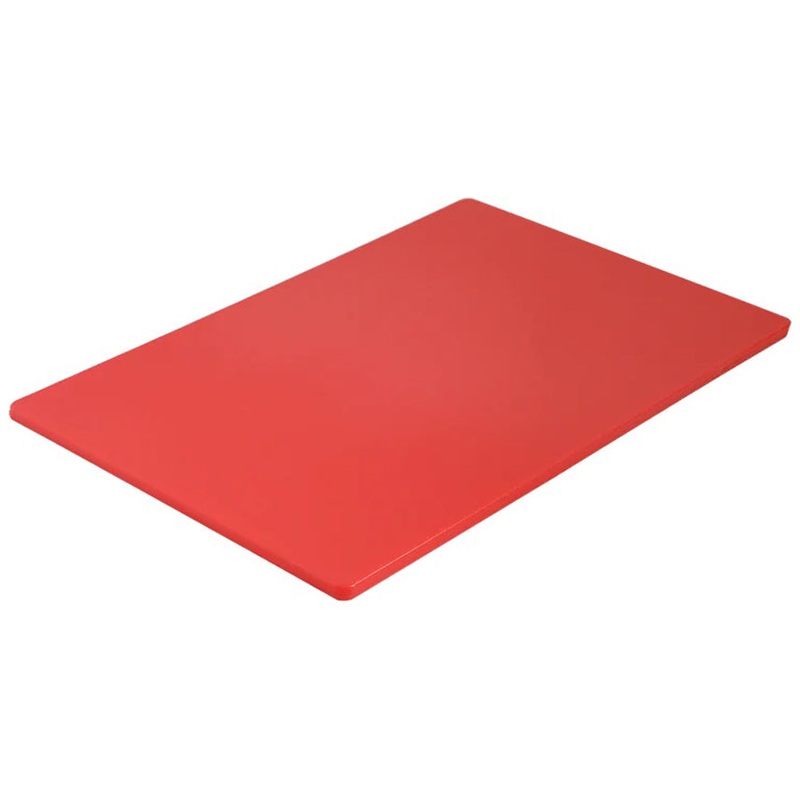 Browne 57361805 Color-Coded Medium Density Polyethylene Cutting Board 18" x 24" x 1/2" - Red