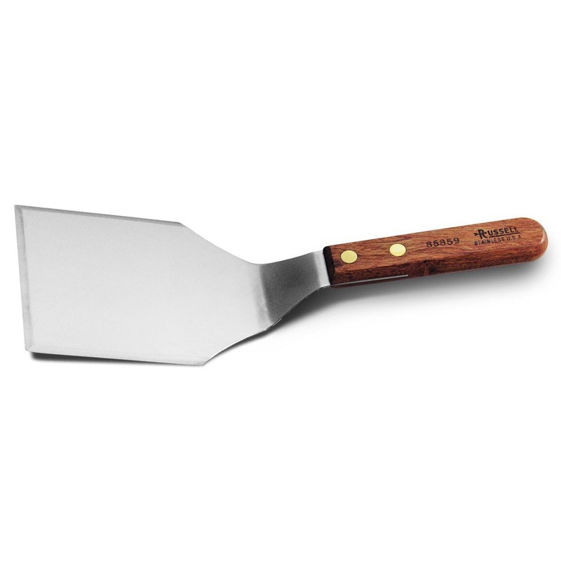 Dexter-Russell 85859PCP Traditional Solid Hamburger Turner with Rosewood Handle 5" x 4"