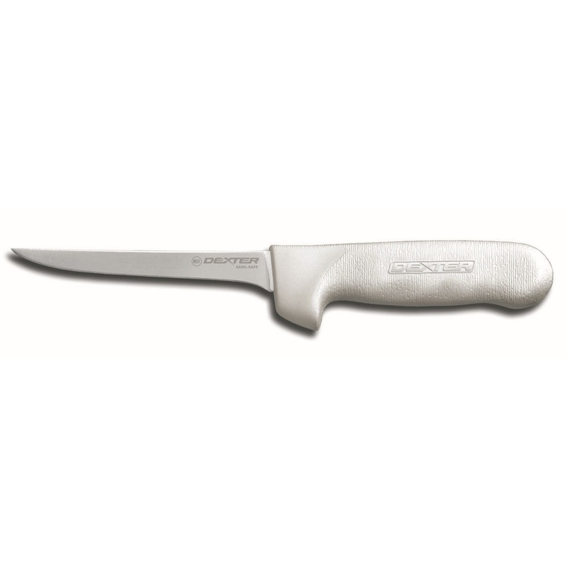 Dexter-Russell S135F-PCP Sani-Safe Narrow Flexible Boning Knife with White Poly Handle 5"