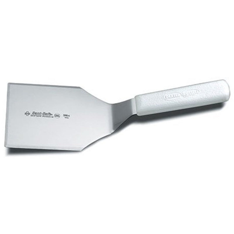 Dexter-Russell S285-4PCP Sani-Safe Solid Hamburger Turner with White Poly Handle 5" x 4"
