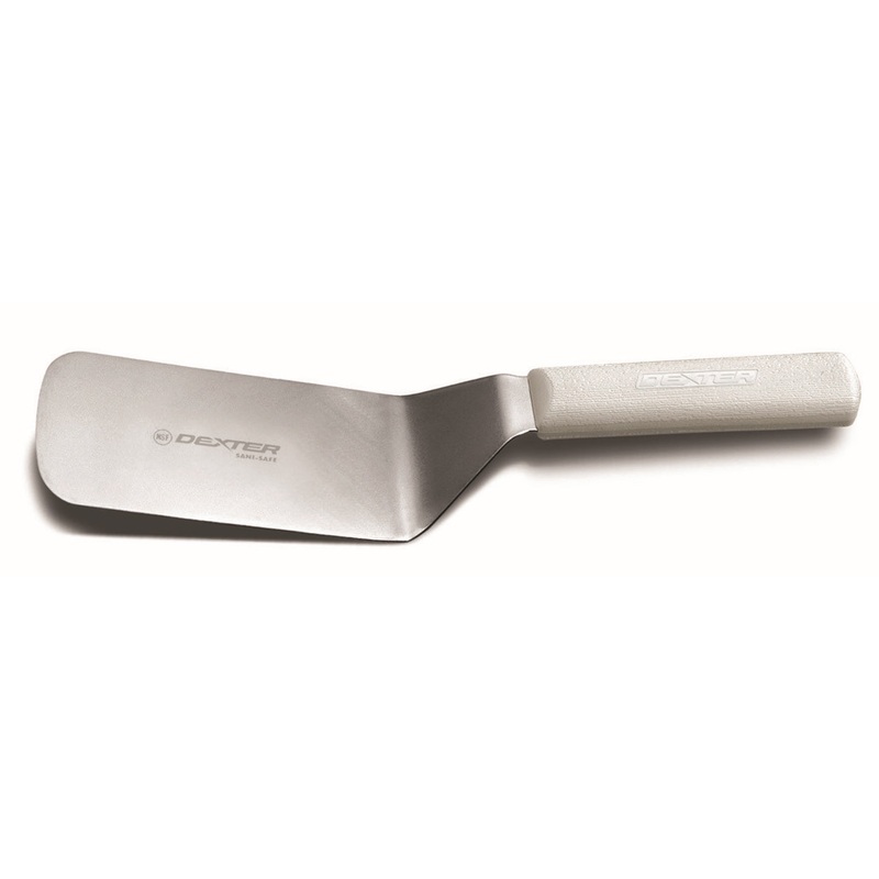 Dexter-Russell S286-6RC Sani-Safe Round Corner Solid Hamburger Turner with White Poly Handle 6" x 3"