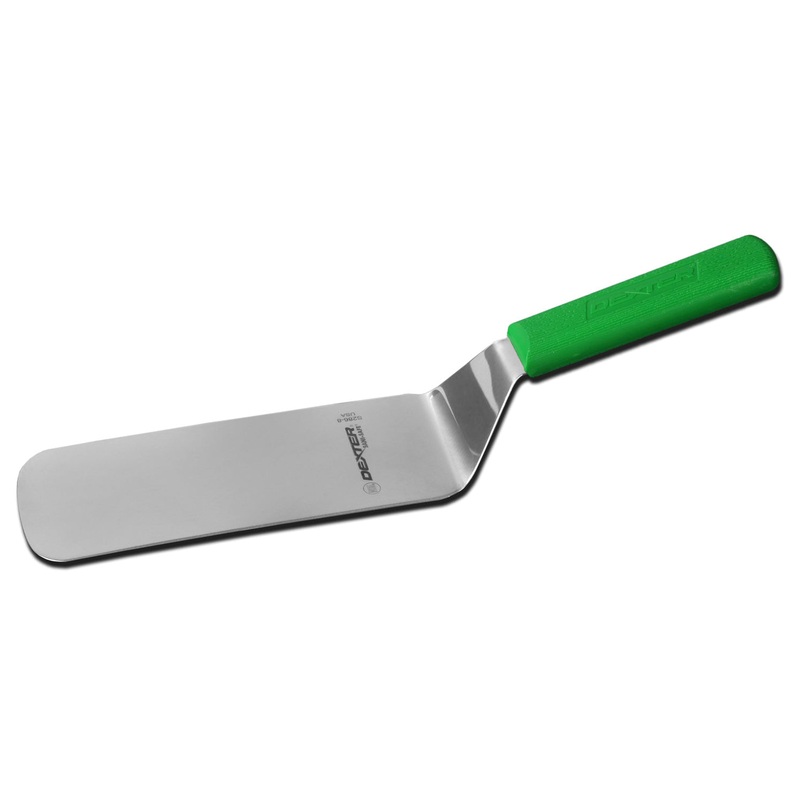 Dexter-Russell S286-8G-PCP Sani-Safe Solid Cake Turner with Green Poly Handle 8" x 3"