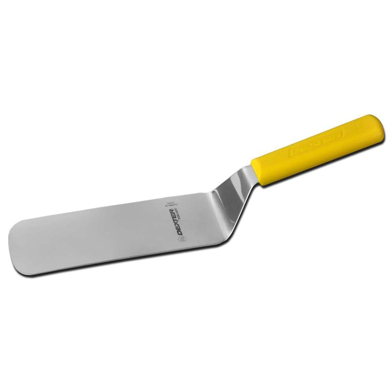 Dexter-Russell S286-8Y-PCP Sani-Safe Solid Cake Turner with Yellow Poly Handle 8" x 3"