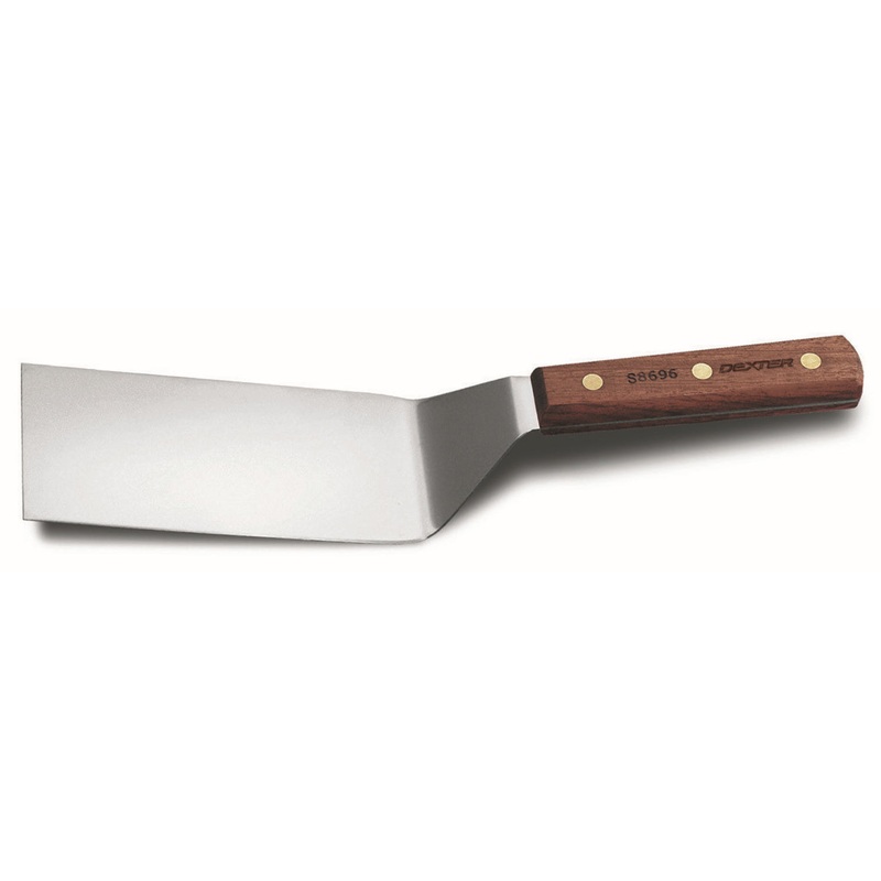 Dexter-Russell S8696PCP Traditional Stiff Solid Hamburger Turner with Rosewood Handle 6" x 3"