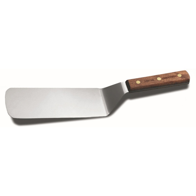 Dexter-Russell S8698PCP Traditional Stiff Solid Grill Turner with Rosewood Handle 8" x 3"