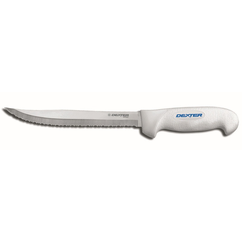Dexter-Russell SG142-8TE-PCP SofGrip Tiger-Edge Slicer Knife with White Handle 8"