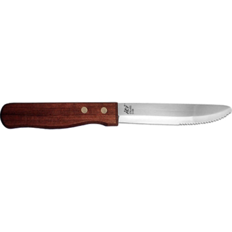 International Tableware IFK-450 Stainless Steel Serrated Round Tip Steak Knife with 4-7/8" Rosewood Handle - 12/Box