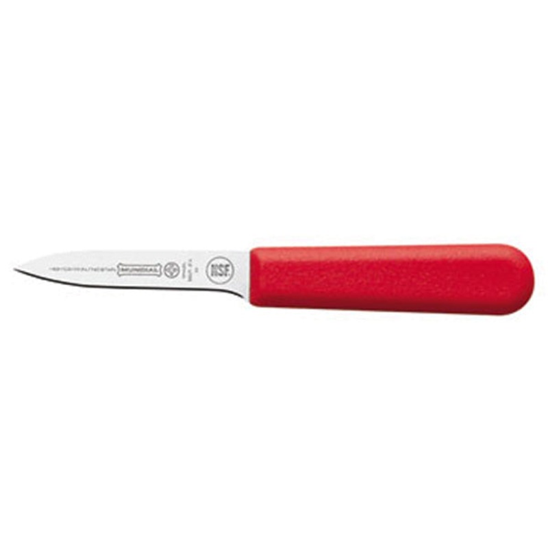 Mundial R5601-3-1/4 Antimicrobial Chef's Style Paring Knife with Red Poly Handle 3-1/4"