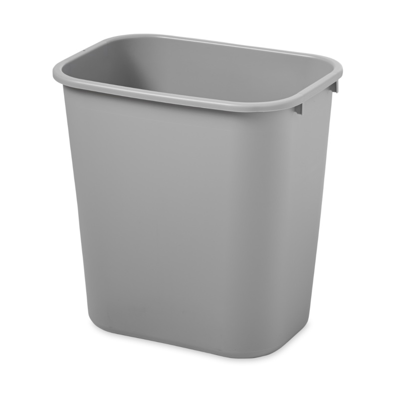 Rubbermaid FG295600GRAY Medium Rectangular Wastebasket / Trash Can 28-1/8 Qt. - Gray