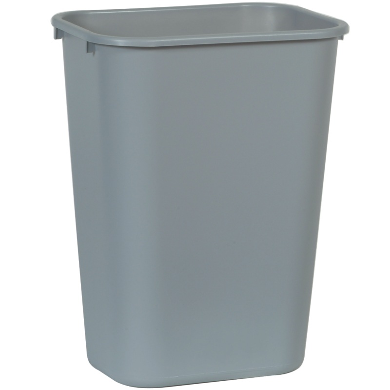 Rubbermaid FG295700GRAY Large Rectangular Wastebasket / Trash Can 41-1/4 Qt. - Gray
