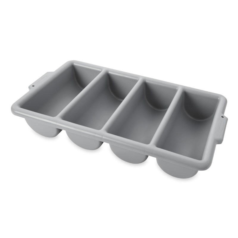 Rubbermaid FG336200GRAY Plastic 4-Compartment Cutlery Bin - Gray