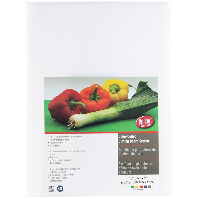 TableCraft CB1824WA Color-Coded Cutting Board 18" x 24" x 1/2" - White
