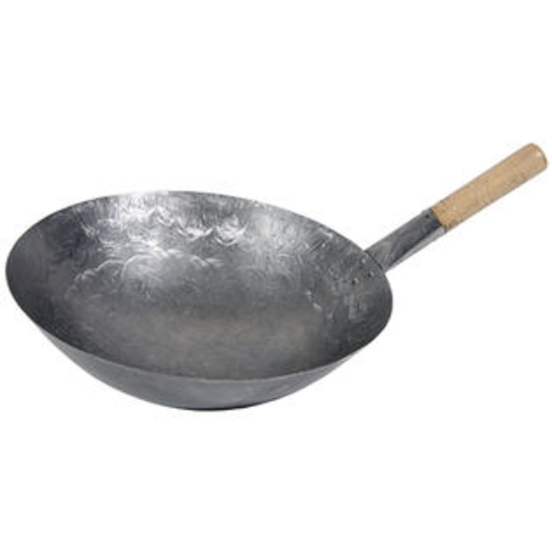 Town 34702 Steel Mandarin Wok 14" with 8-1/2" Riveted Steel & Wood Handle