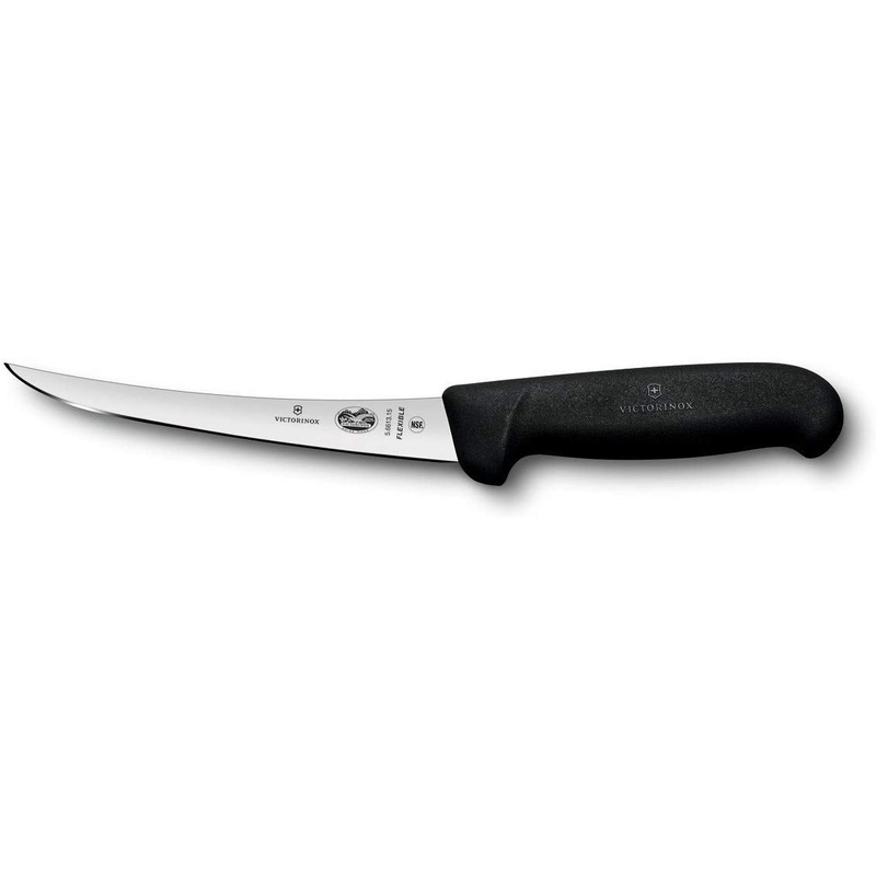 Victorinox 5.6613.15-X1 Curved Narrow Flexible Boning Knife with Black Fibrox Handle 6"