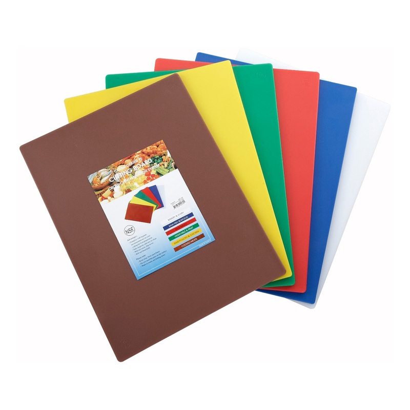 Winco CBST-1218 6-Piece Polyethylene HACCP Color-Coded Cutting Board Set 12" x 18" x 1/2" - Asstd Colors