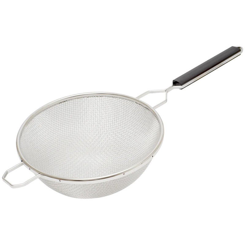 Browne 18196 Stainless Steel Medium Double Mesh Strainer with Plastic Handle 6-1/4" Dia.