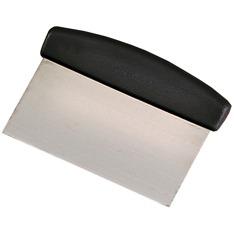 Browne 574268 Stainless Steel Dough Scraper with Black Plastic Handle 4" x 6"