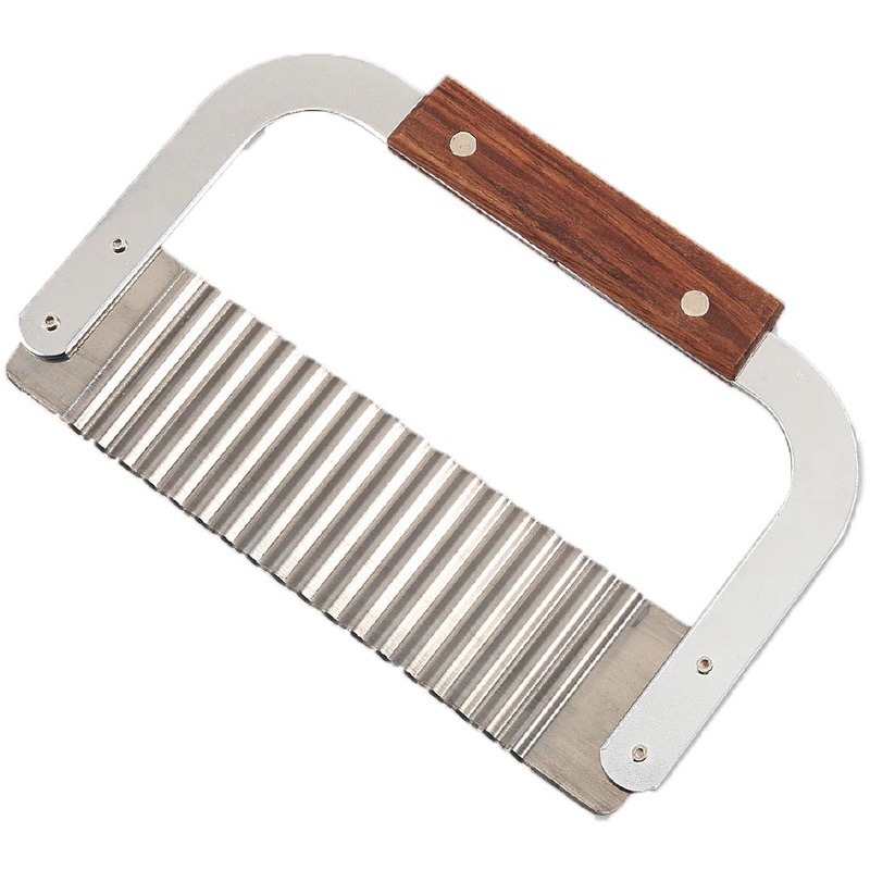 Browne 574309 Stainless Steel Garnish / Serrator Crinkle Knife with Hardwood Handle 7"
