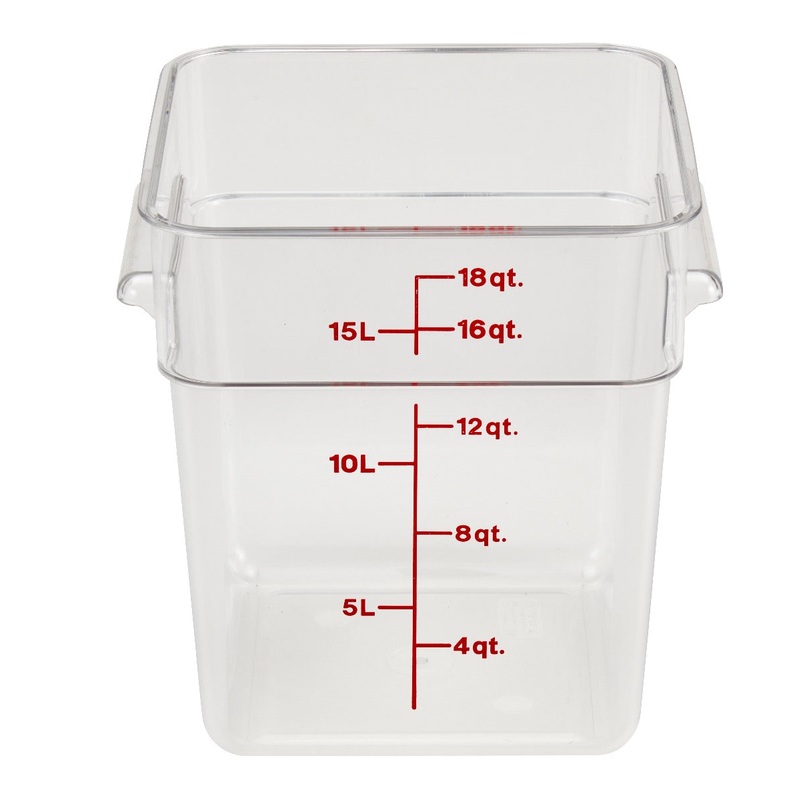 Cambro 18SFSCW135 CamSquare Food Container w/ Graduations 18 qt. Clear