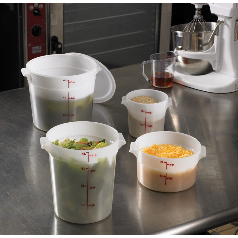 Cambro RFS4148 Poly Round Food Storage Container 4 qt. - Natural White