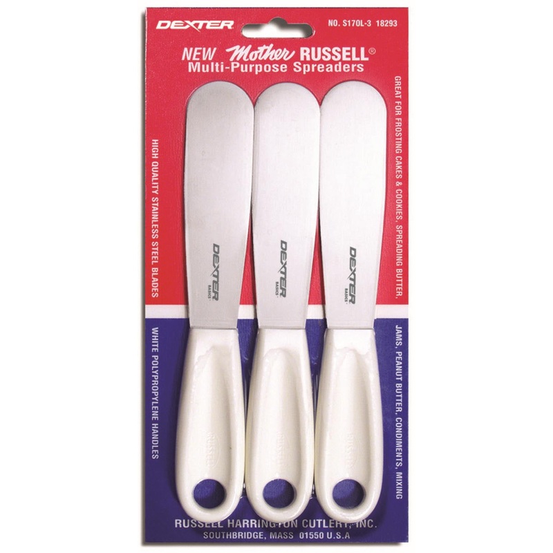 Dexter-Russell S170L-3 Basics Mother Russell Multi-Purpose Sandwich Spreader with White Poly Handle 4-1/2" - 3/Pack