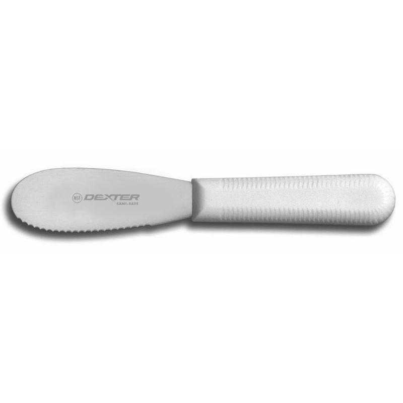 Dexter-Russell S173SC-PCP Sani-Safe Scalloped Edge Sandwich Spreader with White Poly Handle 3-1/2"