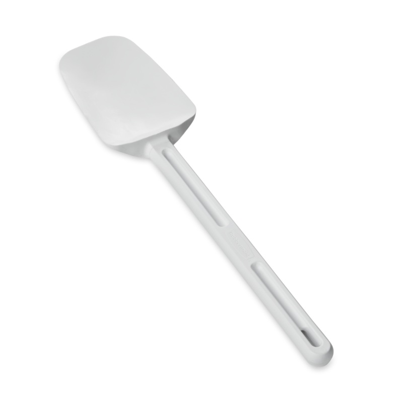 Rubbermaid FG193400WHT Cold Silicone Spoon-Shaped Spatula with White Poly Handle 13-1/2"OAL