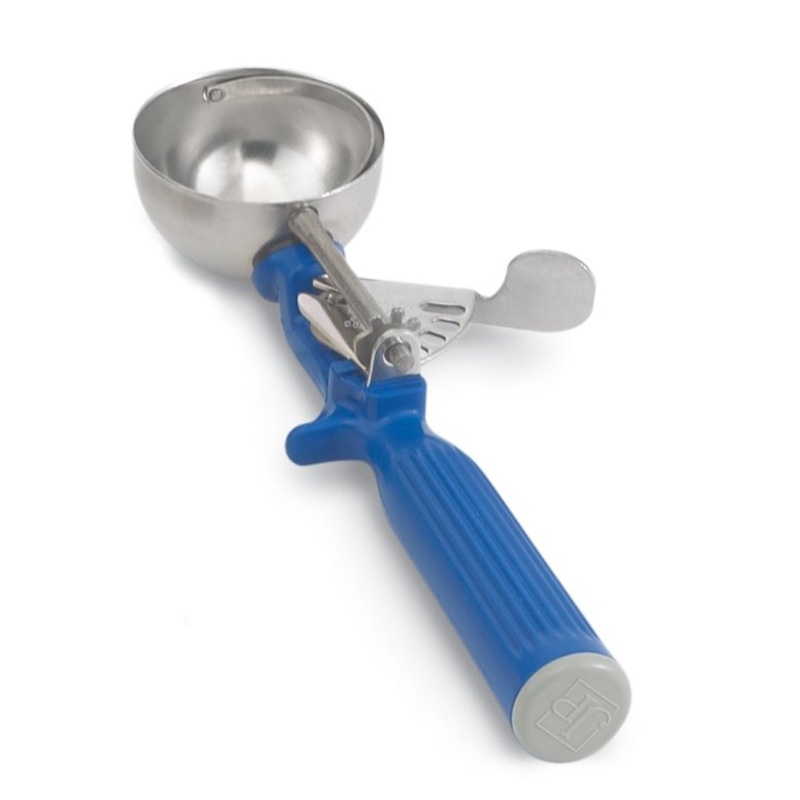 Vollrath 47143 Jacob's Pride Thumb Press Disher with One-Piece Dark Blue Handle 2 oz. - Size 16