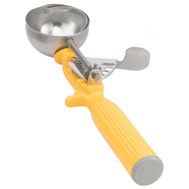 Vollrath 47144 Jacob's Pride Thumb Press Disher with One-Piece Yellow Handle 1-5/8 oz. - Size 20