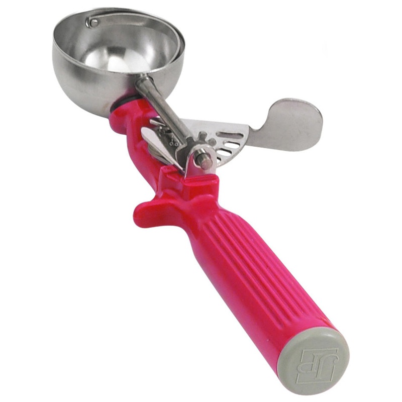 Vollrath 47145 Jacob's Pride Thumb Press Disher with One-Piece Red Handle 1-1/3 oz. - Size 24
