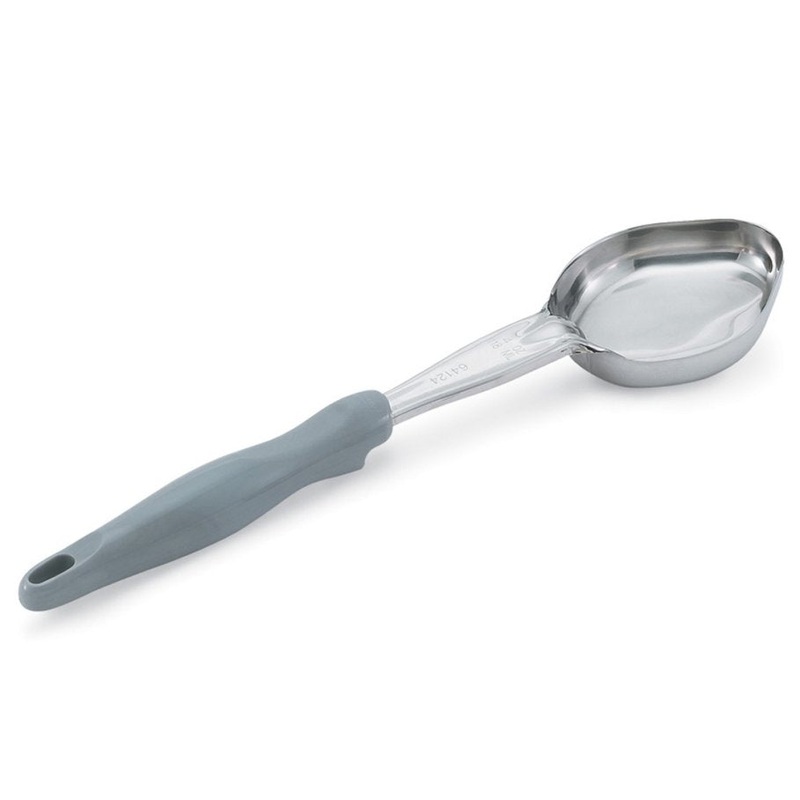 Vollrath 6412445 Jacob's Pride Color-Coded One-Piece Heavy-Duty Stainless Steel Solid Oval Spoodle Food Portioner with Gray Nylon Handle 4 oz.