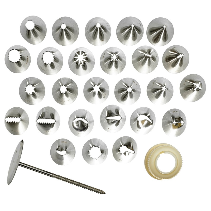 Winco CDT-26 Stainless Steel Cake Decorating Nozzle Set - 26 Tips