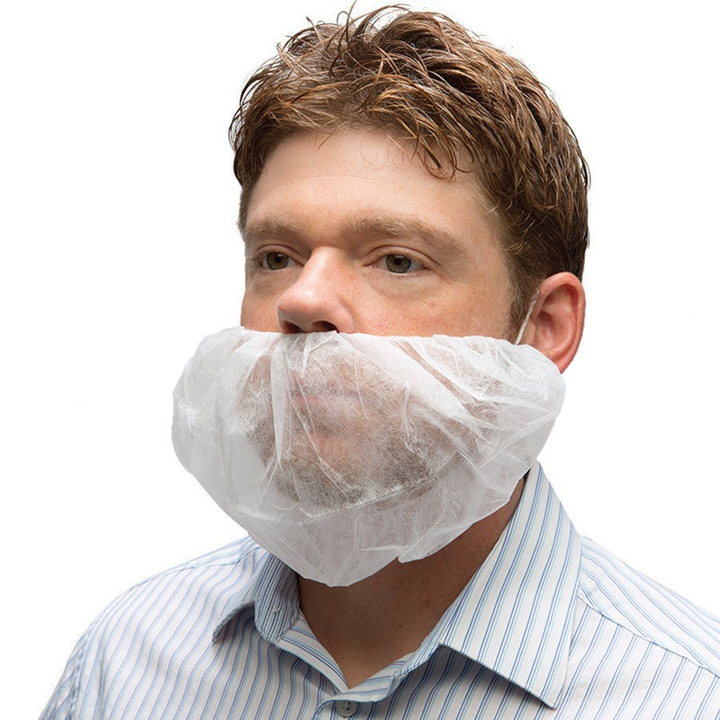 AMMEX BR1 Disposable Uni-size Beard Cover - White - 100/bag