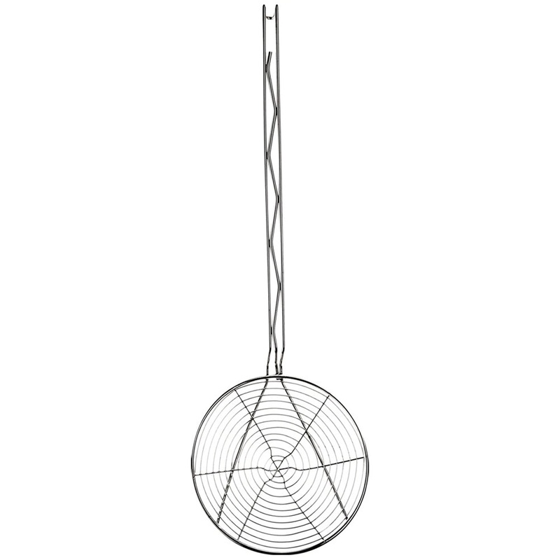 Browne 1309 Nickel-Plated Spiral Wire Round Skimmer with 9" dia. Blade and 17-3/5" Hooked Handle