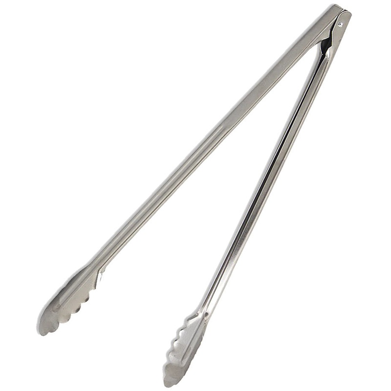 Browne 4513 2-Piece Stainless Steel Scalloped Utility Tongs 16"