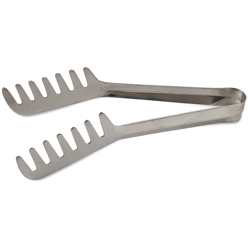 Browne 57533 1-Piece Stainless Steel Angled Spaghetti Tongs 7-1/2"