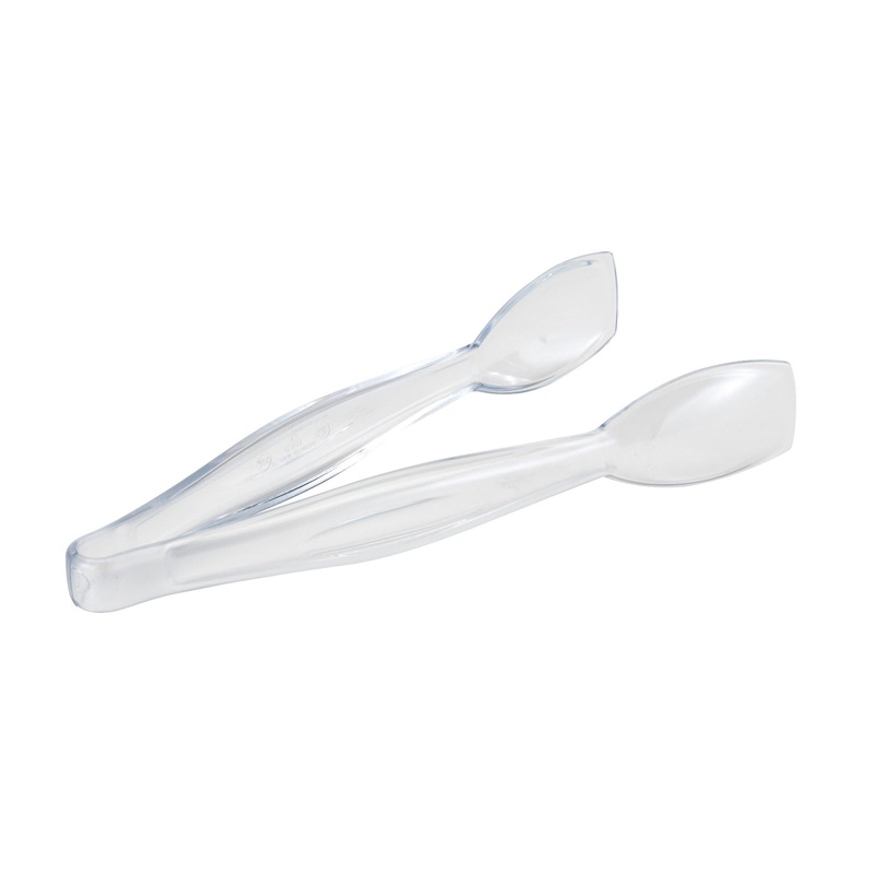 Cambro TGG9135 Lugano 1-Piece Plastic Easy-Grasp Flat-Tip Tongs 9-1/2" - Clear