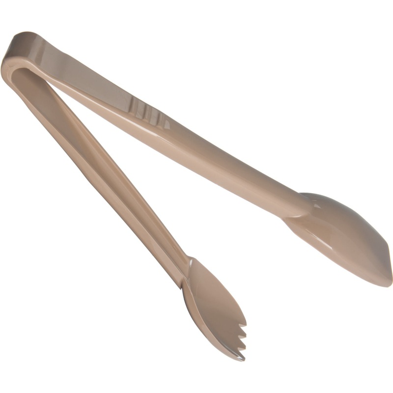 Carlisle 460906 Carly 1-Piece Plastic Salad Tongs 9" - Beige