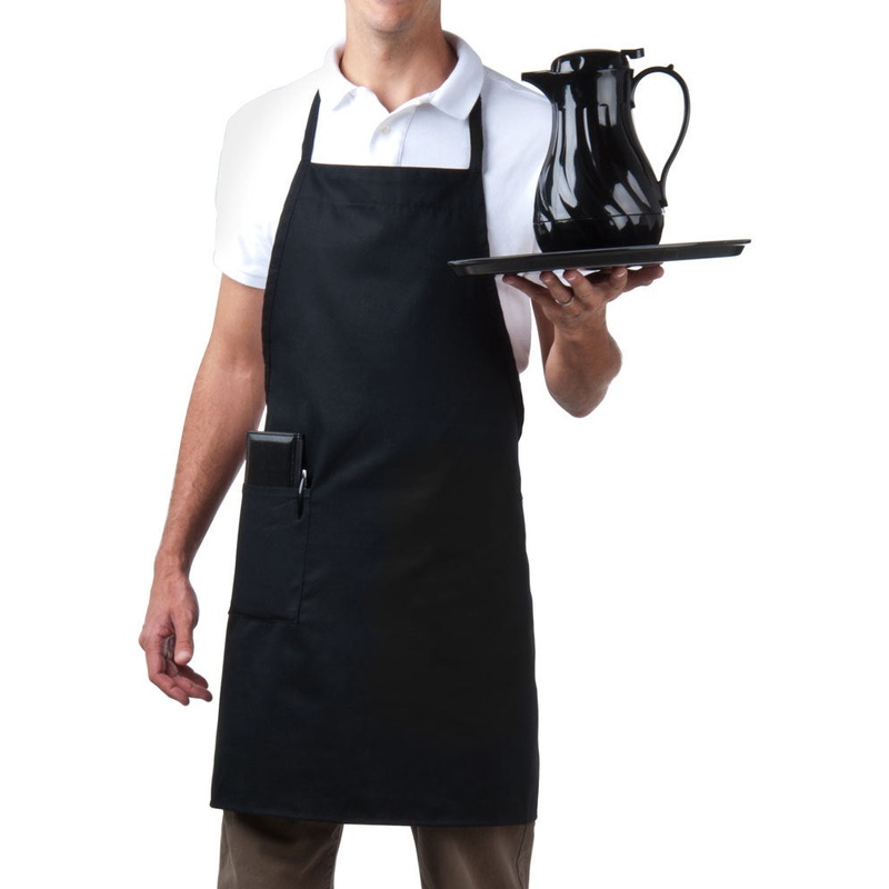 Chef Revival 601BAC-BK Full Length Bib Apron with 1 Pocket 34"L x 28"W - Black