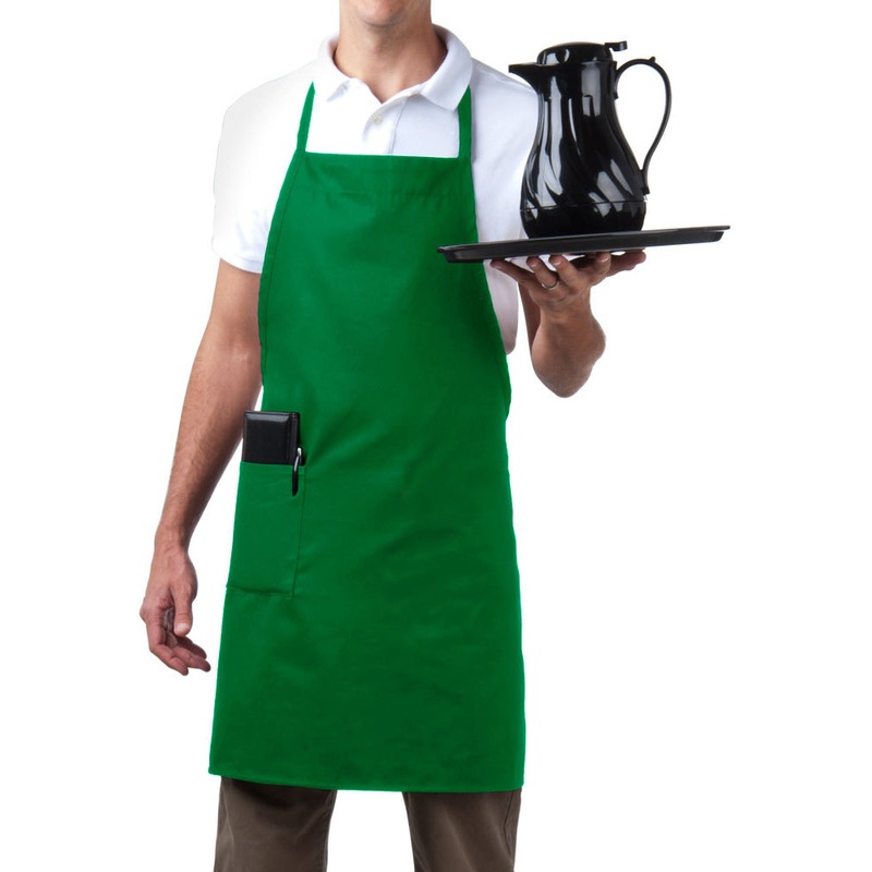 Chef Revival 601BAC-GN Full Length Bib Apron with 1 Pocket 34"L x 28"W - Kelly Green