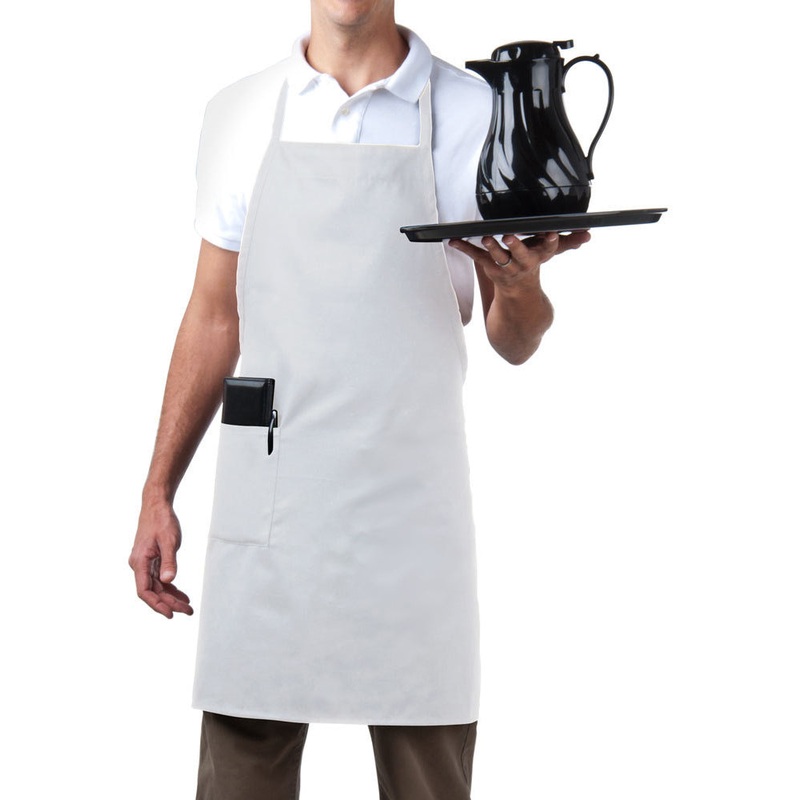 Chef Revival 601BAC-WH Full Length Bib Apron with 1 Pocket 34"L x 28"W - White