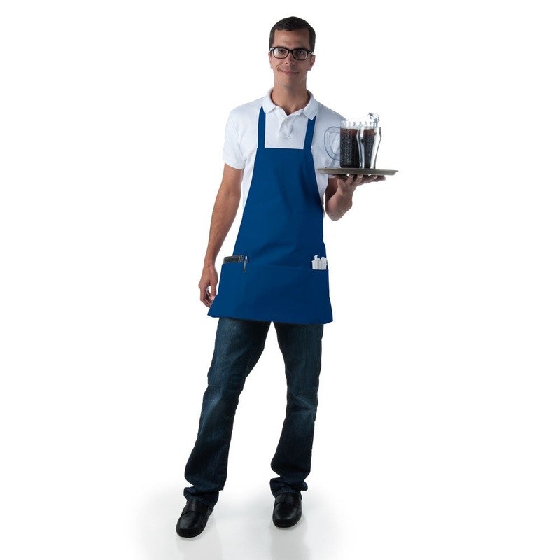 Chef Revival 602BAFH-RB Front-of-the-House Bib Apron with 3 Pockets 25"L x 28"W - Royal Blue