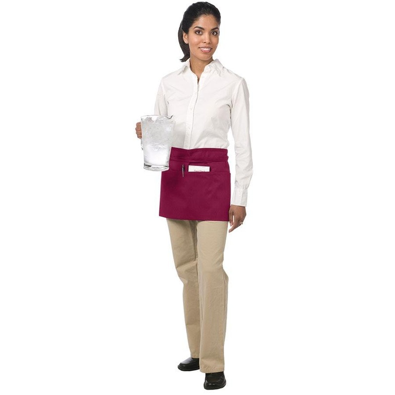 Chef Revival 605WAFH-BG Front-of-the-House Waist Apron with 3 Pockets 12"L x 24"W - Burgundy