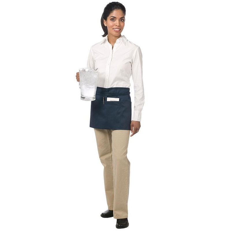 Chef Revival 605WAFH-NV Front-of-the-House Waist Apron with 3 Pockets 12"L x 24"W - Navy Blue